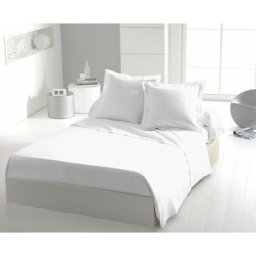 Drap plat 100% coton 57 fils couleurs - Blanc, matière - 100% coton, tailles - 240 x 300 cm - Blanc
