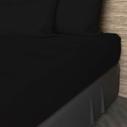 Soleil D'ocre - Jersey Drap Housse, Coton, Noir, par 160 x 200 cm - Noir