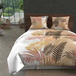 Parure housse de couette en coton 57 fils 260x240 cm jungle blanc, par Soleil D'ocre Blanc