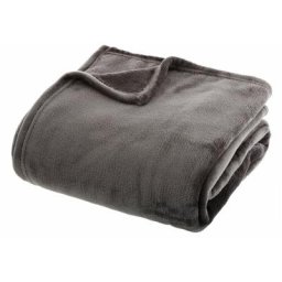 Atmosphera - Plaid flanel gris foncé 130X180 créateur d'intérieur - Gris foncé