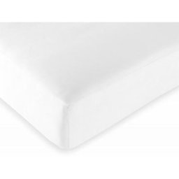 Drap housse 100% Coton/57 fils/cm - 160 x 200 cm - Blanc - Blanc
