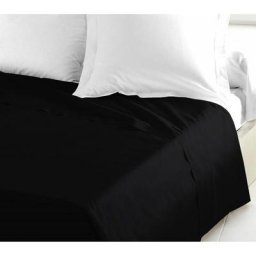 Drap plat 100% coton 57 fils couleurs - Noir, matière - 100% coton, tailles - 180 x 290 cm - Noir