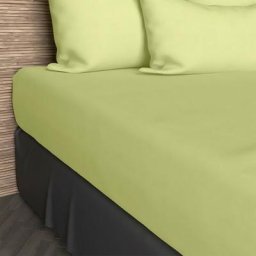 Drap housse uni en coton 140x190 cm jersey vert, par Soleil D'ocre Vert
