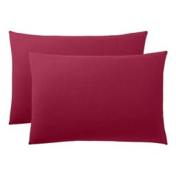 Univers Decor - Lot de 2 taies d'oreiller 50 x 70 cm / 100% coton 57 fils/cm² - Rouge - Rouge