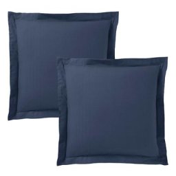 Lot de 2 taies d'oreiller 63 x 63 cm / 100% coton 57 fils/cm² - Marine - Marine