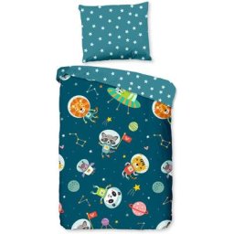 Good Morning - Housse de couette enfant spacy 100x135 cm Bleu pétrole n/a
