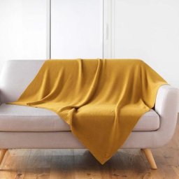 Douceur D'intérieur - Plaid (150 cm) Tricotine Jaune ocre