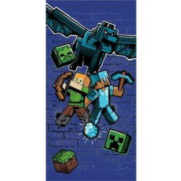 Serviette de Bain Enfant Gamer - Drap de plage 70x140 cm - Bleu - Minecraft