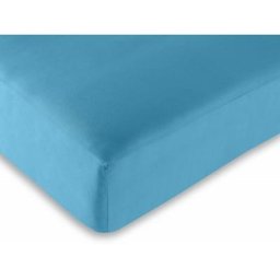 Drap housse Turquoise 200 x 200 cm / 100% coton / 57 fils/cm King size - Turquoise