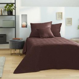 Univers D Cor - Couvre lit boutis 4 pices uni piquage Mtro Choco - Marron