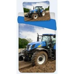 Rural Déco - Parure de Lit Coton Tracteur Bleu - Housse de Couette 140x200 Taie 65x65 cm - Bleu