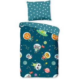 Good Morning - Housse de couette enfant spacy 120x150 cm Bleu pétrole n/a