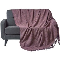 Jeté de lit ou de canapé Mauve Nirvana en coton, 150 x 200 cm - Mauve - Homescapes