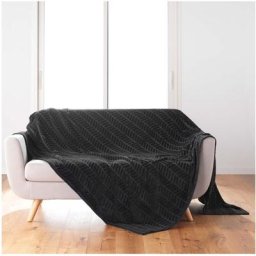 1001kdo Hygiene&beaute - Plaid flanelle 180 x 220 cm Aryas noir