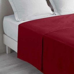 Drap Plat en Coton Biolina 240x300cm Bordeaux