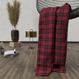 Plaid polaire en microfibre 120x160 cm tartan, par Soleil D'ocre Rouge