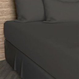 Drap housse en coton uni 57 Fils/cm2, Anthracite, par Soleil D'ocre 90 x 190 cm - Anthracite