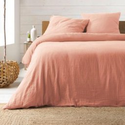 Parure de lit 3 Pièces en coton Angelia - Rose - 260 x 240 cm - Livraison gratuite - Rose