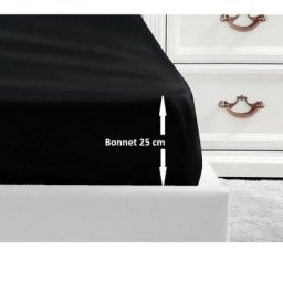 Drap Housse 100% coton 180x200x25 cm - Noir - Lovely Home