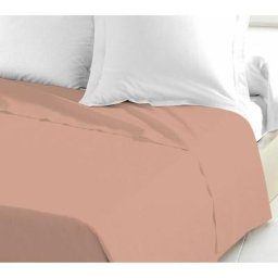 Drap plat 100% coton 57 fils couleurs - Rose, matière - 100% coton, tailles - 180 x 290 cm - Rose