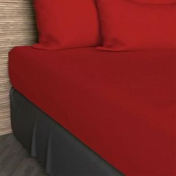 Drap housse en coton uni 57 Fils/cm2, Rouge, par Soleil D'ocre 140 x 200 cm - Rouge