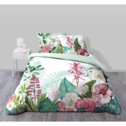 Douceur D'intérieur - Parure de couette + 2 taies 200 x 200 cm imprimé 42 fils Anabella