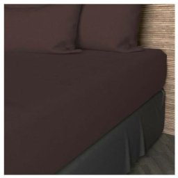 Drap Housse, Coton 57 Fils, Marron, par Soleil D'ocre 140 x 190 cm - Marron