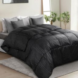 Couette 220x240 cm esmee noire satinée 240 gr - Noir