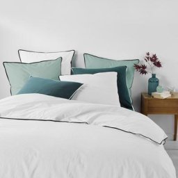 Douceur D'intérieur - Housse de couette 240 x 220 cm coton lavé 57 fils Linette Blanc