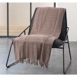 Jete de canape a franges 220 x 240 cm coton tisse lilia Taupe - Taupe