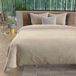 Soleil D'ocre - Parure de lit unie Bohème lin 140x200 cm - Beige