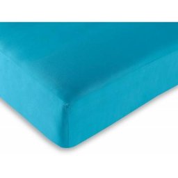 Drap housse 100% Coton/57 fils/cm - 180 x 200 cm - Turquoise - Turquoise