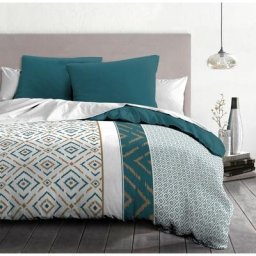 Home Linge Passion - ethno bleu canard Parure de Couette Microfibre tailles - 240 x 260 cm
