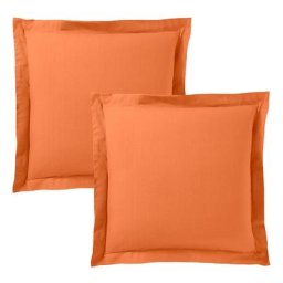 Univers Decor - Lot de 2 taies d'oreiller 63 x 63 cm / 100% coton 57 fils/cm² - Orange - Orange