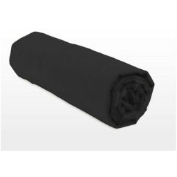 Home Linge Passion - Drap housse uni 100% coton - Bonnet 25cm - Noir - 90x190 cm - Noir