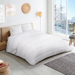 Pack 2 couettes + 2 oreillers 220x240 cm nora 3 en 1 blanche 4 saisons chaude + tempérée - Blanc