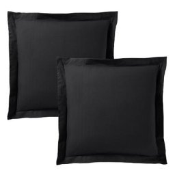 Univers Decor - Lot de 2 taies d'oreiller 63 x 63 cm / 100% coton 57 fils/cm² - Noir - Noir