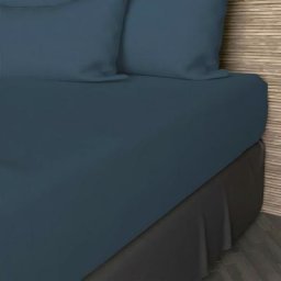 Soleil D'ocre - Drap Housse, Coton 57 Fils, Bleu, par 160 x 200 cm - Bleu