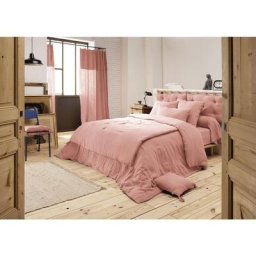 Housse de couette gaze de coton Luxe 260 x 240 cm Rose pêche - Rose