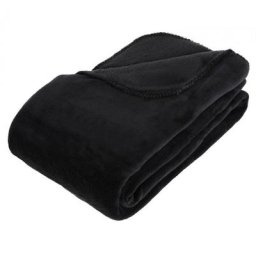 Achat Utile - Couverture / Plaid polaire microfibre Noir 180 x 230 cm