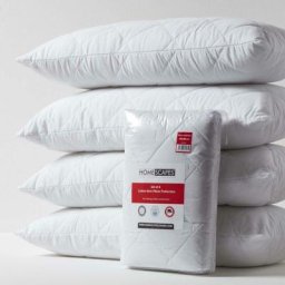 Lot de 4 protège-oreillers en polycoton, 40 x 80 cm - Blanc - Homescapes