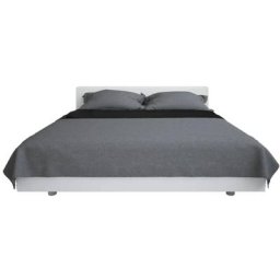 Vidaxl - Couvre-lit à double face matelassé 220 x 240 cm Gris et noir Gris et noir