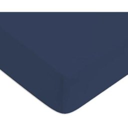 drap housse uni coton 57 fils bleu nuit 160x200cm coton unis - bleu