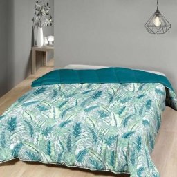 Couette imprimée double face 220x240 cm Leaf blue - Bleu