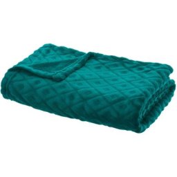 Atmosphera - Plaid flanelle - 3D losange - 125 x 150 cm - Bleu canard - Livraison gratuite - Bleu