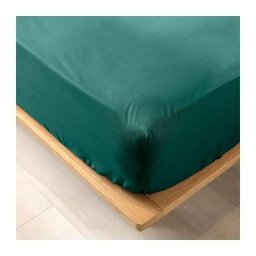 Douceur D'intérieur - Drap housse 1 personne 90 x 190 cm coton bio 57 fils biolina Emeraude