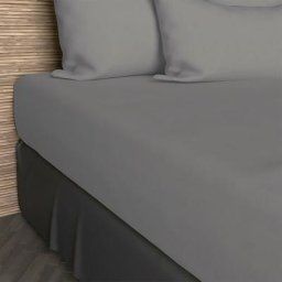 Drap housse en coton uni 57 Fils/cm2, Gris, par Soleil D'ocre 90 x 190 cm - Gris