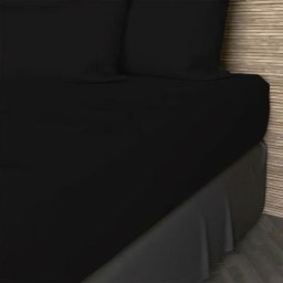 Soleil D'ocre - Drap Housse, Coton 57 Fils, Noir, par 140 x 200 cm - Noir