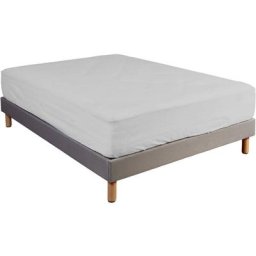 Terre De Nuit - Drap housse 100% coton gris bonnet 40 cm 140x190 - Gris