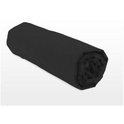 Home Linge Passion - Drap housse uni 100% coton - Bonnet 25cm - Noir - 180x200 cm - Noir